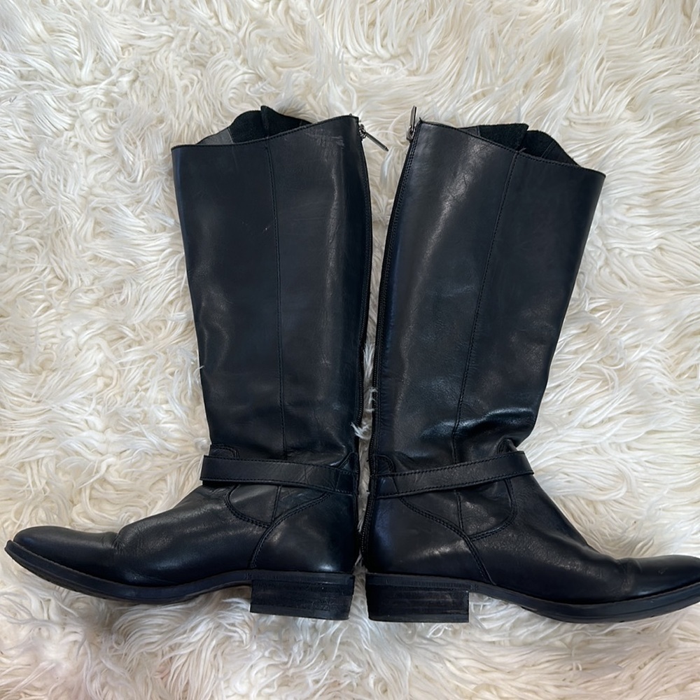 Sam Edelman Painter Tall Riding Boot Leather Distress Brown Back Zip Round 6.5M - Picture 6 of 11